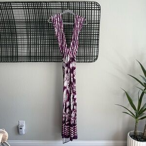 FARM Rio Purple and White Patterned Maxi Dress